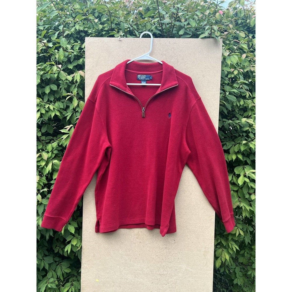 Polo Ralph Lauren Quarter Zip Sweater - Red Men's L Large - Excellent Condition